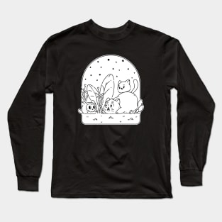 The Garden Spooky Cat | Black & White Long Sleeve T-Shirt